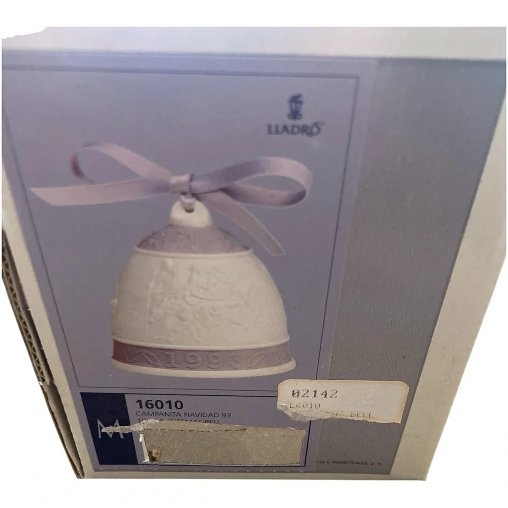 1993 LLADRÓ Campanita Navidad Christmas Bell Holy Family Blue White Original Box